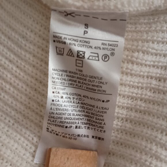 Banana Republic Cream Cable Knit Mock Neck Long Sweater Women’s Size S NWT - Picture 9 of 14